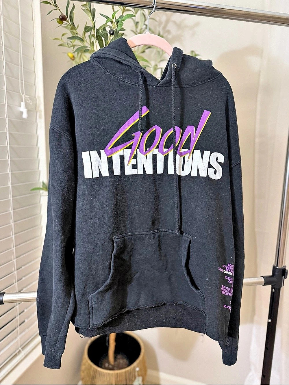 NAV Graphic Pullover Hoodie in Black & Purple Size Large